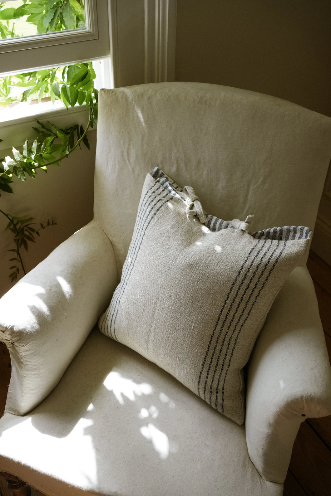 Stripe Linen Cushion - Slate Blue Stripe