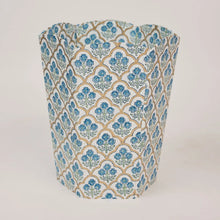 Load image into Gallery viewer, Waste Paper Basket | Blockprinted Trellis Indigo
