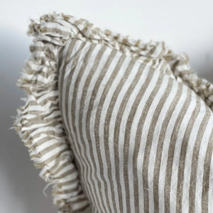 Linen Stripe Cushion | Olive