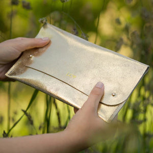 Clutch | Gold Leather
