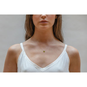 August Fine Cord Birthstone Necklace | Green Peridot