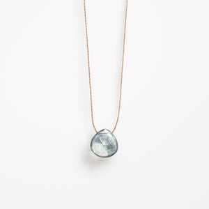 March Fine Cord Birthstone Necklace | Aquamarine