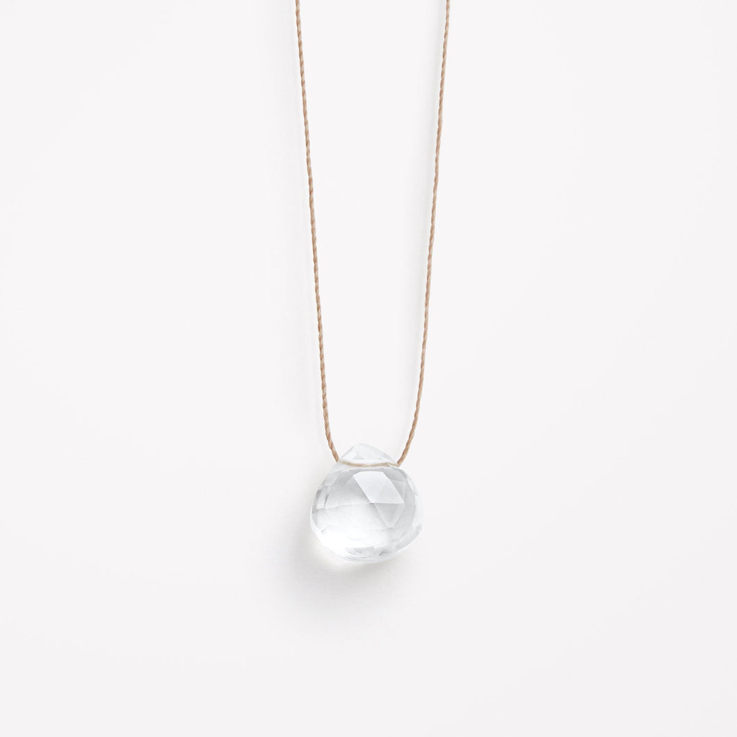 April Fine Cord Birthstone Necklace | Clear Quartz