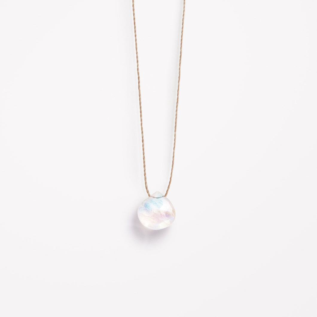 June Fine Cord Birthstone Necklace | Rainbow Moonstone