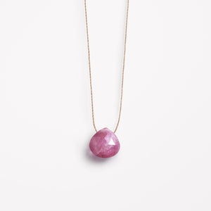 September Fine Cord Birthstone Necklace | Pink Sapphire